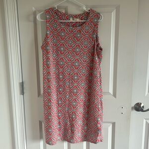 Aryeh Size Medium Floral Geometric Dress Sleeveless in peach & gray